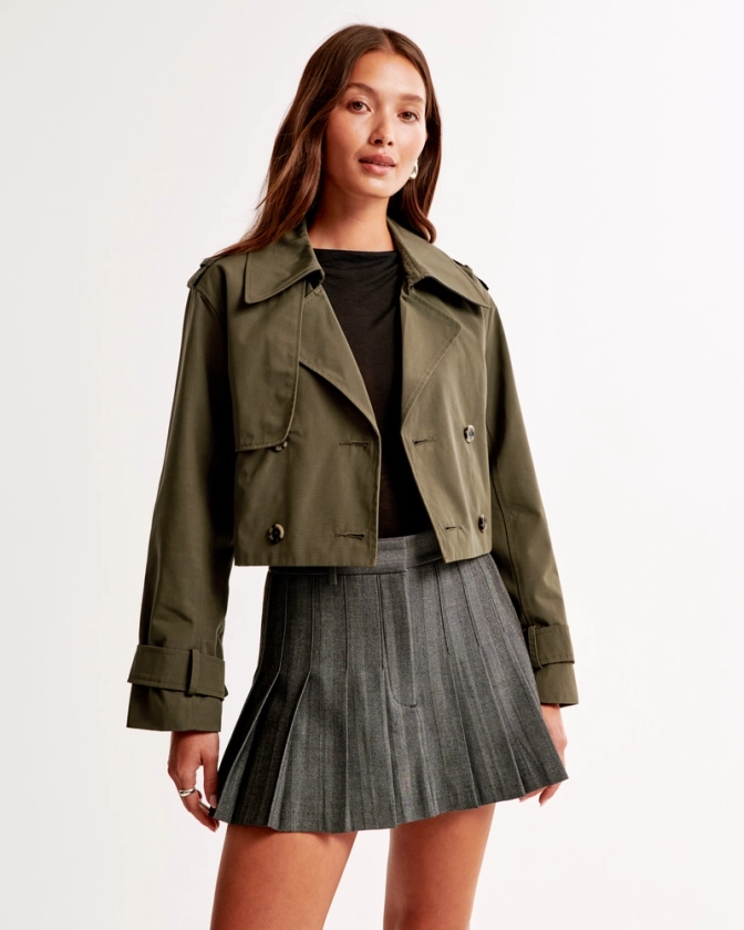 Femme Cropped Trench Coat | Femme Vestes et manteaux | Abercrombie.com