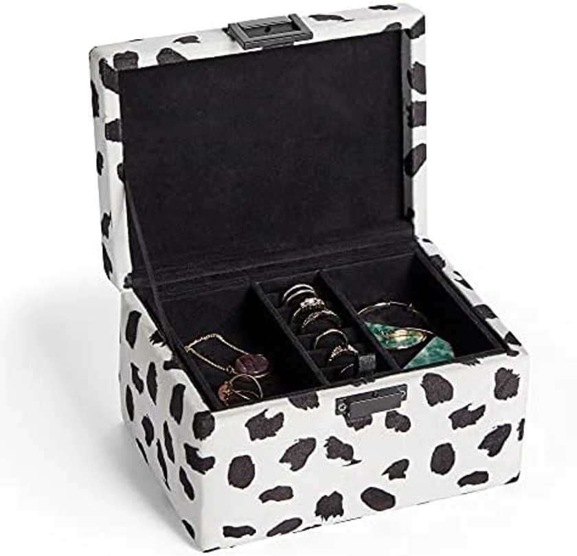 BTFY Velvet Jewellery Box – Dalmatian Patterned Jewellery Storage Organiser - Small Jewellery Box w/ Removable Tray - For Rings, Earrings, Bracelets and Necklaces - Gift for Girls - Black & White : Amazon.co.uk: Jewellery