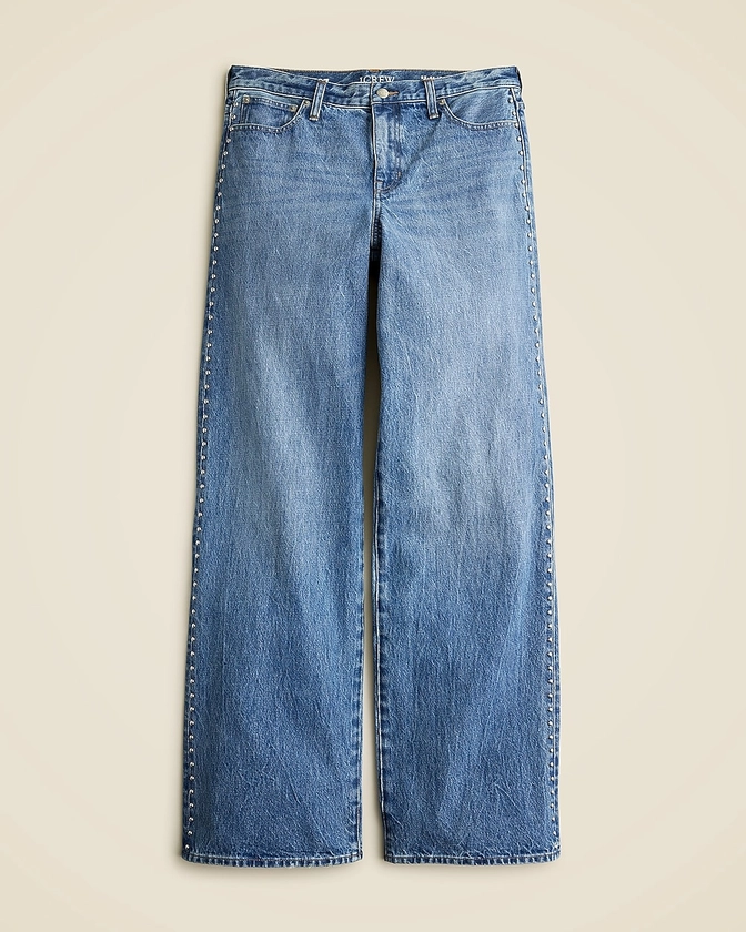 Studded lower-rise wide-leg jean in 1984 rigid