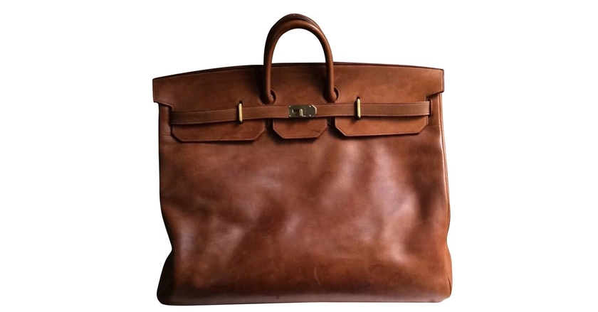 Hermès Haut à courroies 60 vintage rare ! Cuir Marron ref.43170