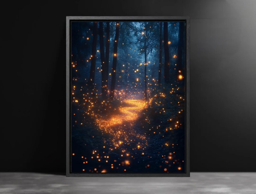 Dark Moody Forest Decor, Enchanted Fireflies Landscape, Artful Botanical Art Print, Maximalist Nature Wall Art - Etsy Japan