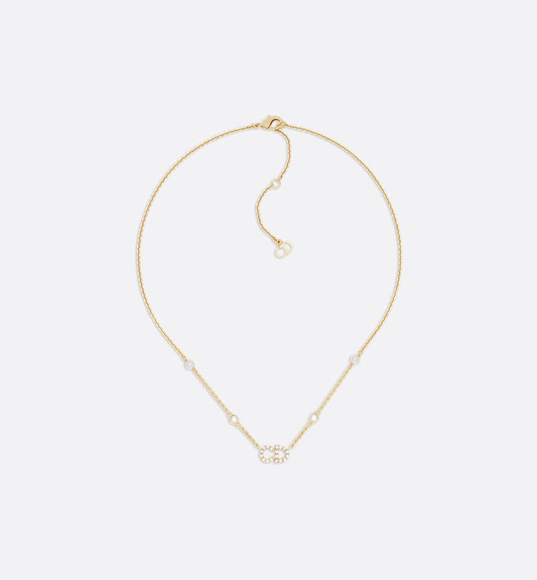 Clair D Lune Necklace Gold-Finish Metal, White Resin Pearls and White Crystals | DIOR