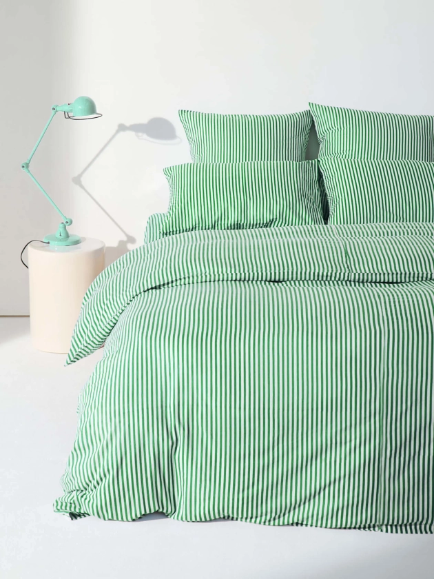 Housse de couette Green Sun Stripes - Lucas du Tertre