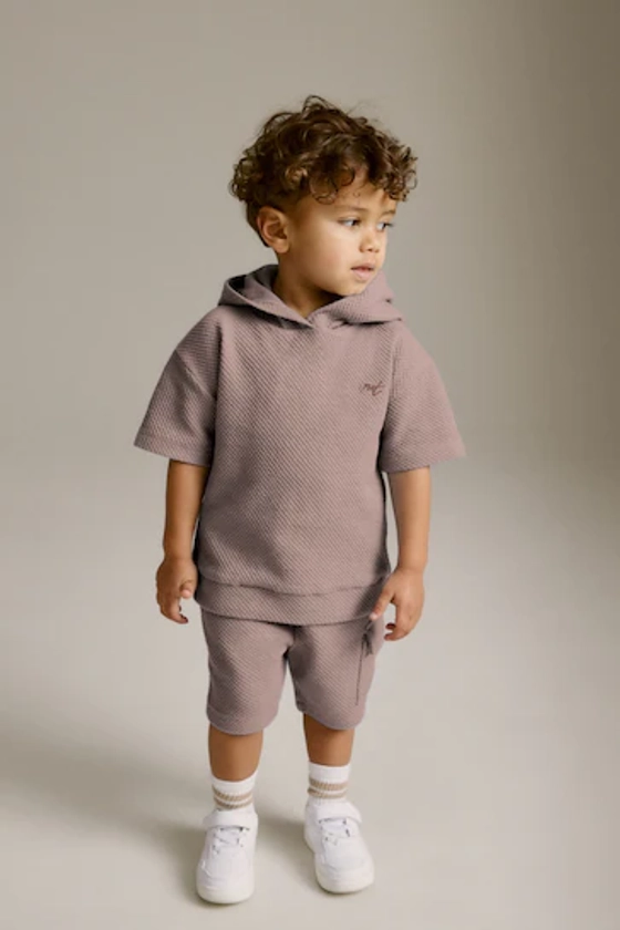Buy Tan Brown Short Sleeve Textured Hoodie and Shorts Set (3mths-7yrs) from the Next UK online shop