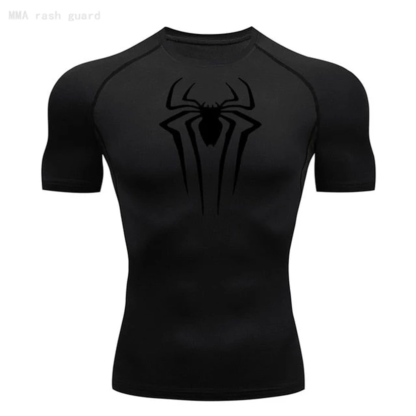 Short Sleeve Spider-Man Compression Shirt | Black / Black