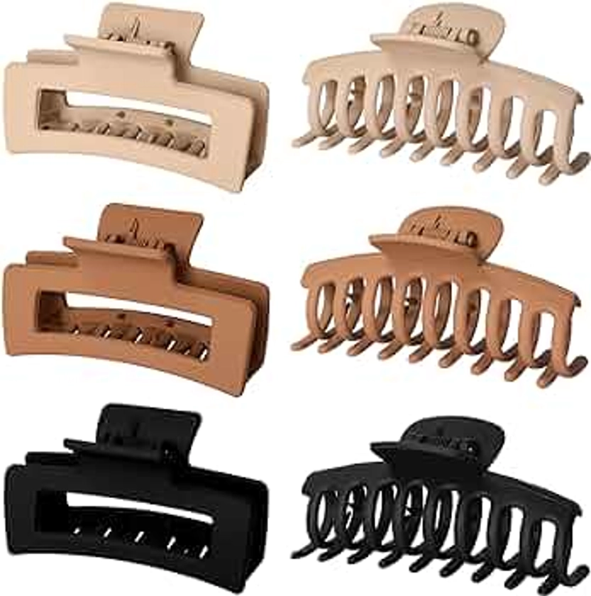 Vsiopy 6 Pack 4.3 Inch Large Claw Clips for Women Big Hair Clips for Thick Hair, Strong Hold Matte Jaw Clips for Girls