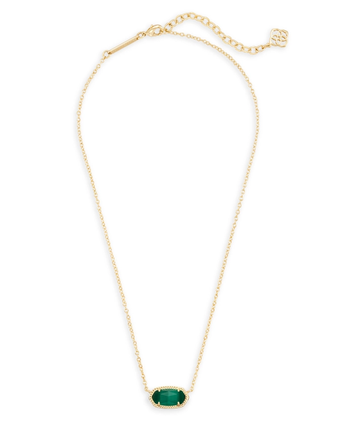 Kendra Scott Elisa Gold Pendant Necklace in Emerald Cat's Eye