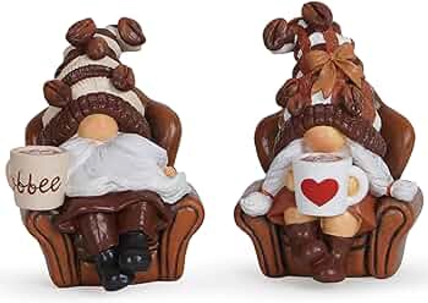 Hodao 2PCS Coffee Gnomes Coffee Bar Decor Accessories Spring Summer Swedish Tomte Elf Dwarf Figurines Coffee Time Gnomes Gift Tasteful Company on The Couch Indoor Home Decorations (Coffee1)