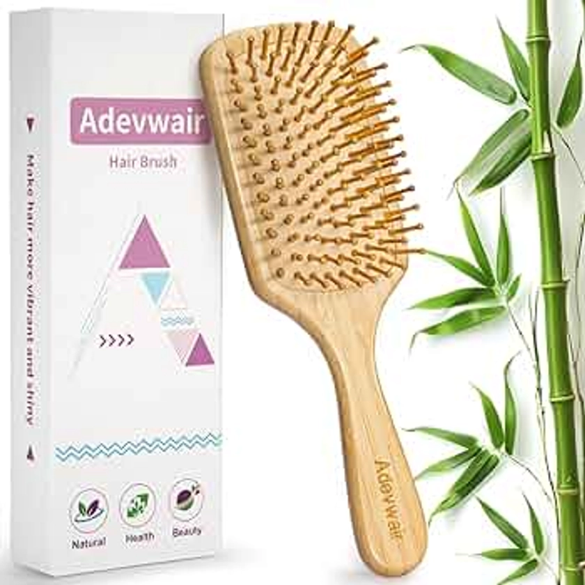 Hair Brush-Bamboo Wood Paddle Brush for Women Men Massaging Scalp Increase Hair Growth