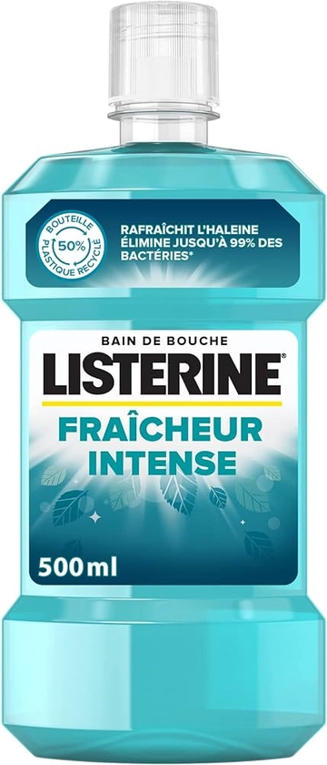 Listerine - Bain de Bouche Quotidien Fraîcheur Intense (bouteille de 500 ml) – Bain de bouche pour combattre les bactéries – Goût intense pour une haleine fraîche