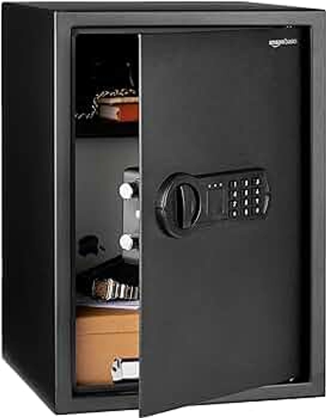 Amazon Basics Steel Home Security Electronic Safe with Programmable Keypad Lock, Secure Documents, Jewelry, Valuables, 1.8 Cubic Feet, Black, 13.8"W x 13"D x 19.7"H