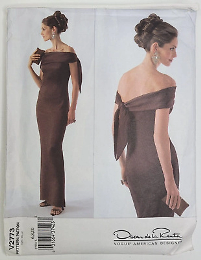 VOGUE Oscar de la Renta Designer Pattern 2773 Evening Dress Size 6-8-10 UNCUT | eBay