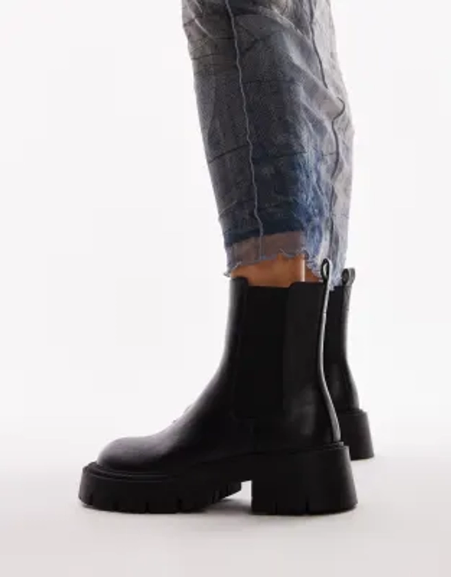 Topshop Lucas chunky chelsea boots in black | ASOS