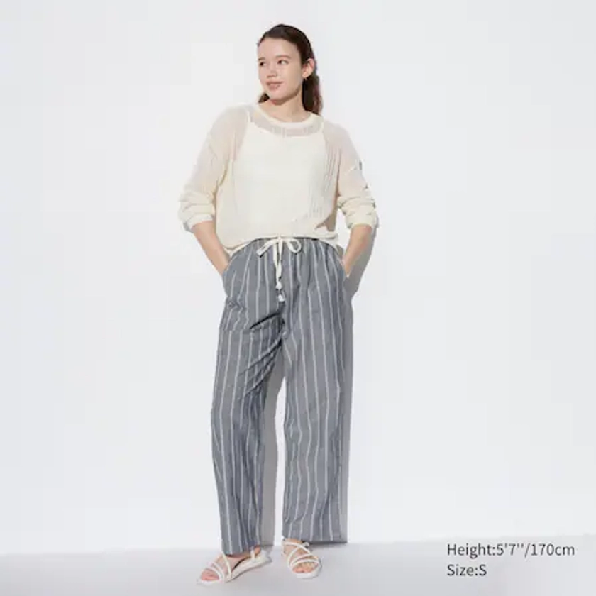 Linen Blend Striped Easy Trousers | UNIQLO EU