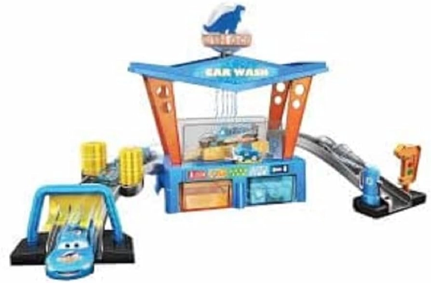 Disney and Pixar Cars Color Change Dinoco Car Wash Playset with Pitty and Exclusive Lightning McQueen Vehicle, Interactive Water Play Toy for Kids Age 4 Years and Older, GTK91