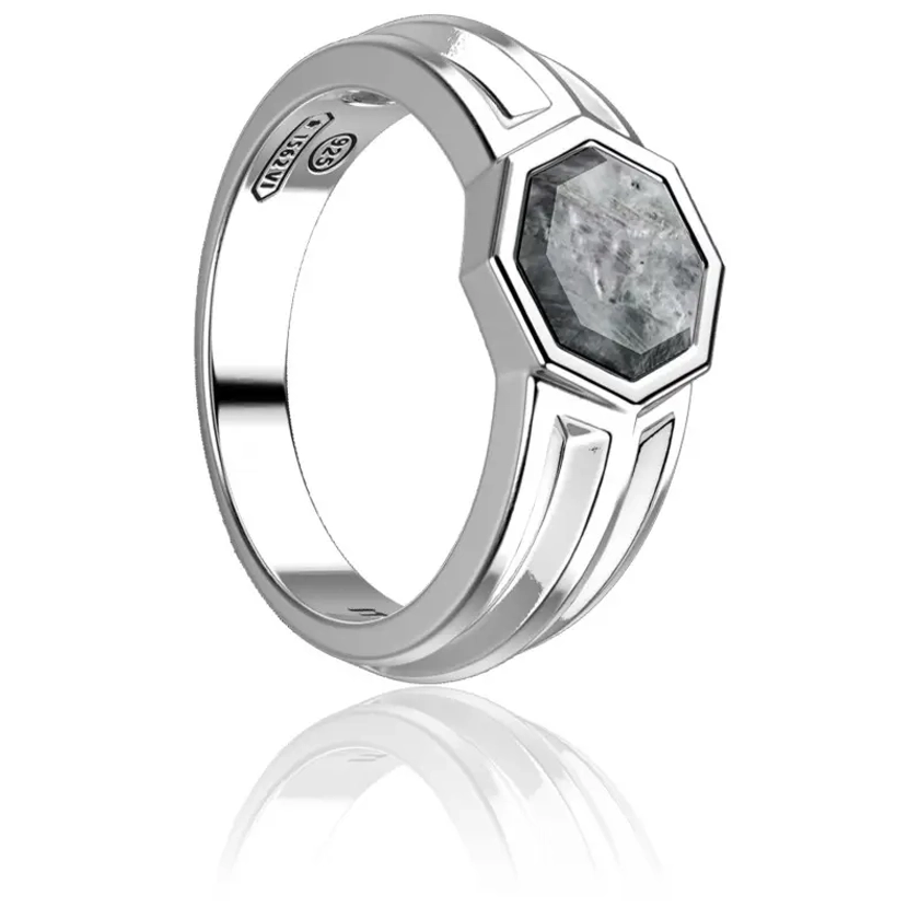 Chevalière Cosmostone Nacre & Argent ESA036