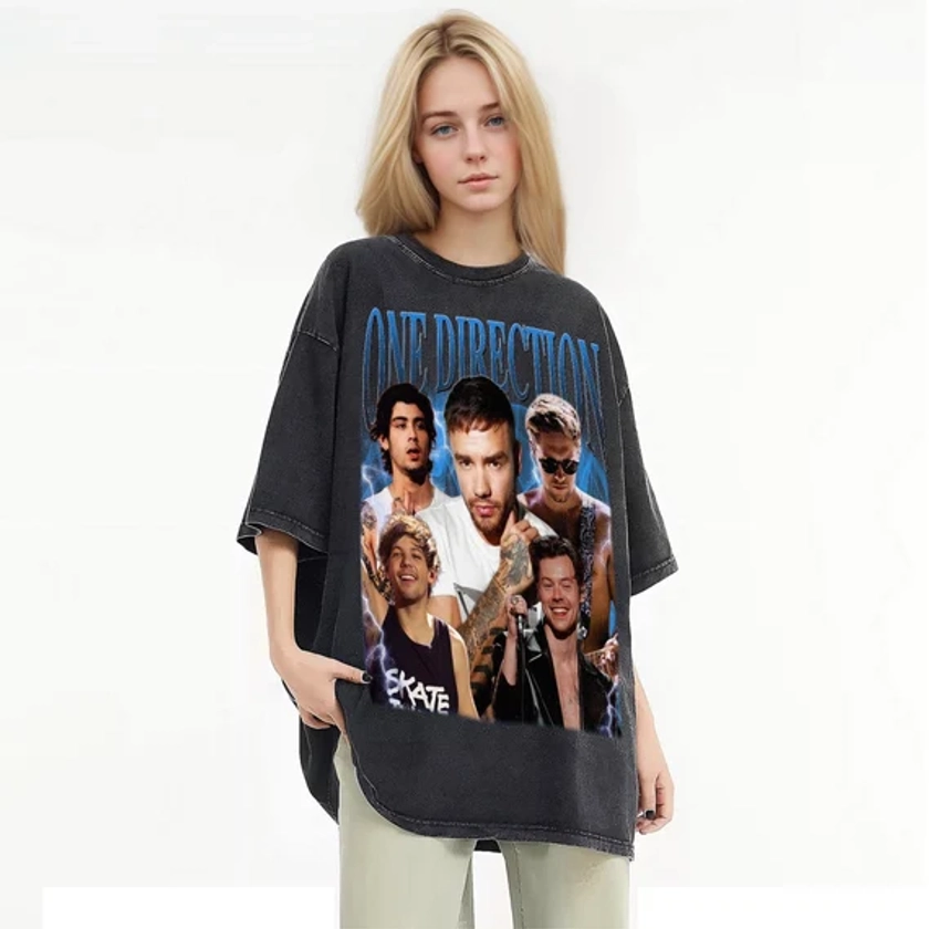 T-shirt délavé vintage One Direction, chemise de groupe 1D personnalisée, t-shirt graphique des années 90 pour tournée musicale, insérez vos chemises design