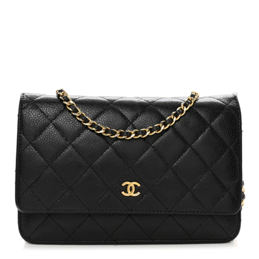 CHANEL Caviar Quilted Wallet on Chain WOC Black | FASHIONPHILE