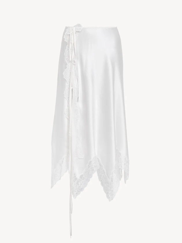 Chloé Lace Trimmed Lingerie Skirt In Silk Satin | Chloé US