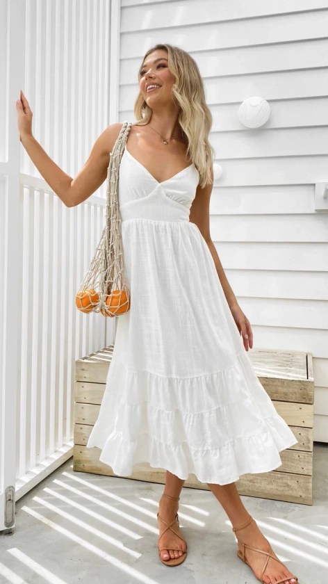 Addilyn Midi Dress - White - Buy Women's Dresses - Billy J