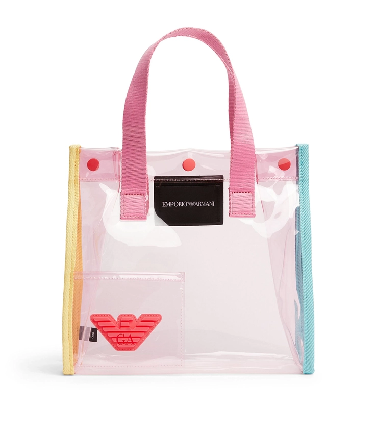 Emporio Armani Kids 10077 Pink Carnation Small Transparent Logo Tote Bag | Harrods UK