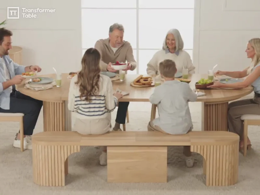 Round Table with Chairs and Bench | Transformer Table