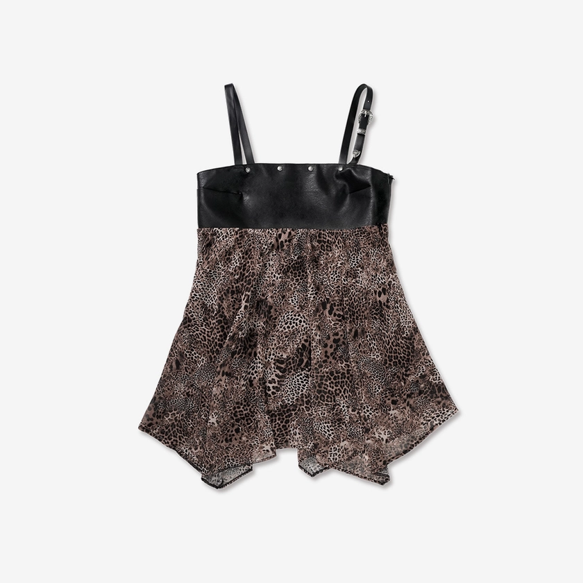 BELTED LEOPARD SLEEVELESS [BROWN]