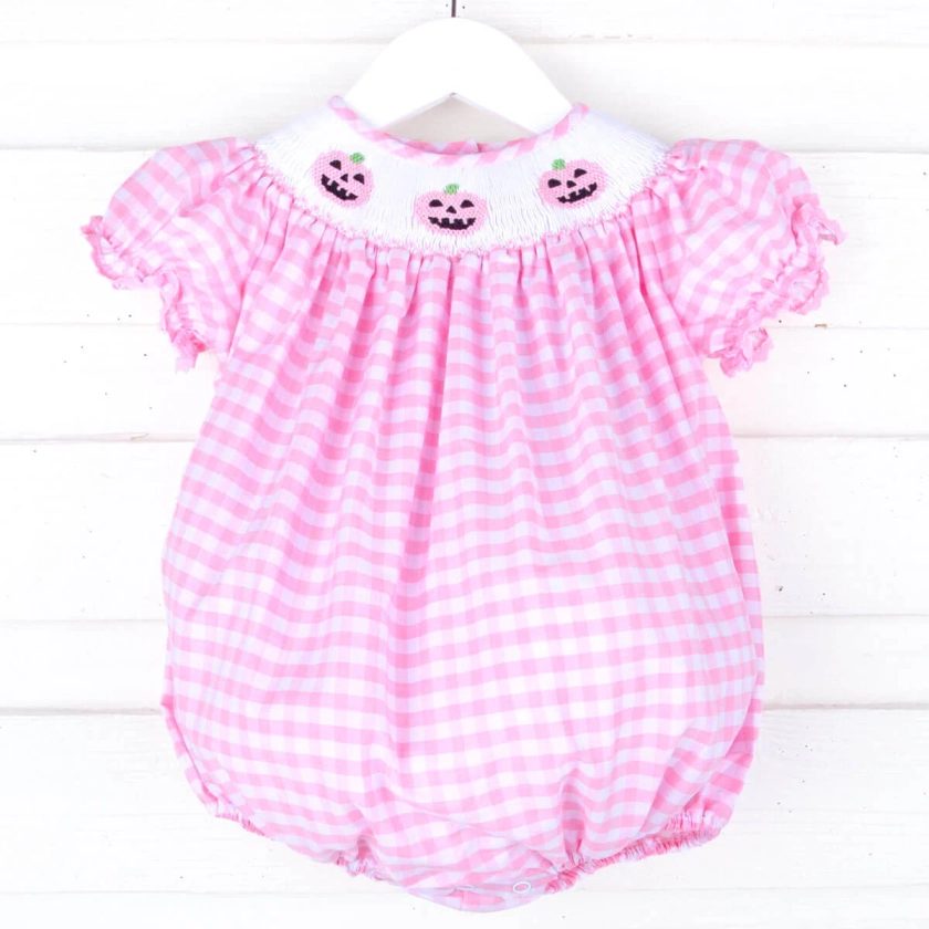 Jack O'Lantern Smocked Pink Bishop Bubble