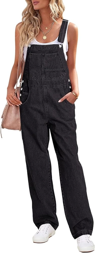 luvamia Overalls Women Loose Fit Denim Bib Baggy Overall Jumpsuit Straight Wide Leg Stretchy Jean Pants Fashion