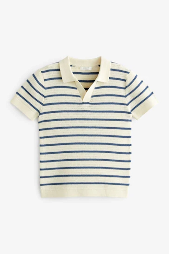 Buy Ecru/Navy Stripe Short Sleeved Polo Shirt (3mths-7yrs) from the Next UK online shop