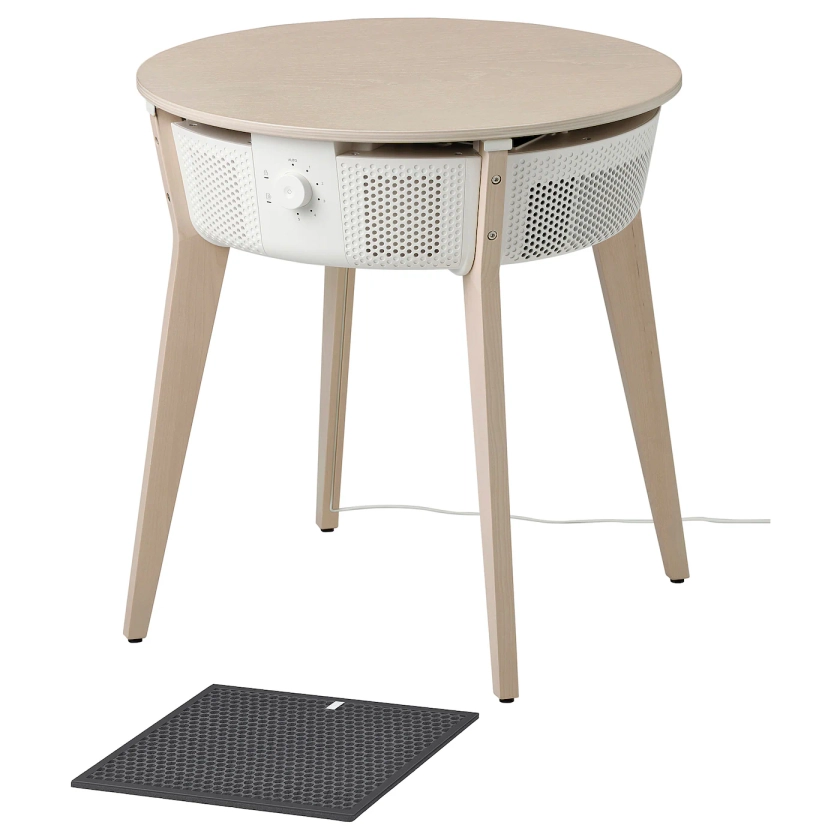 STARKVIND Table with air purifier, additional gas filter stained oak veneer/white - IKEA
