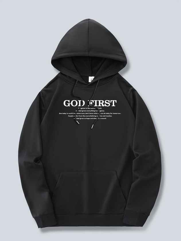 God First Cross *, *'* & Trendy & Cozy Long Sleeve Hoodie, Versatile Hooded Sweatshirt For Autumn & Winter *