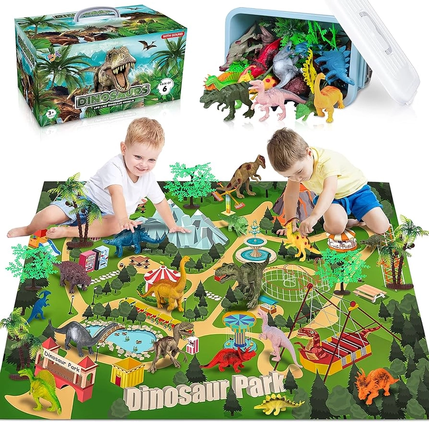 Amazon.com: Dinosaur Toys Playset with Activity Play Mat for Kids,Realistic Dinosaur Figures, Trees,Creating a Dino World Including, Birthday Gift for Boys and Girls Ages 3 4 5 6 Years Old : Toys & Games