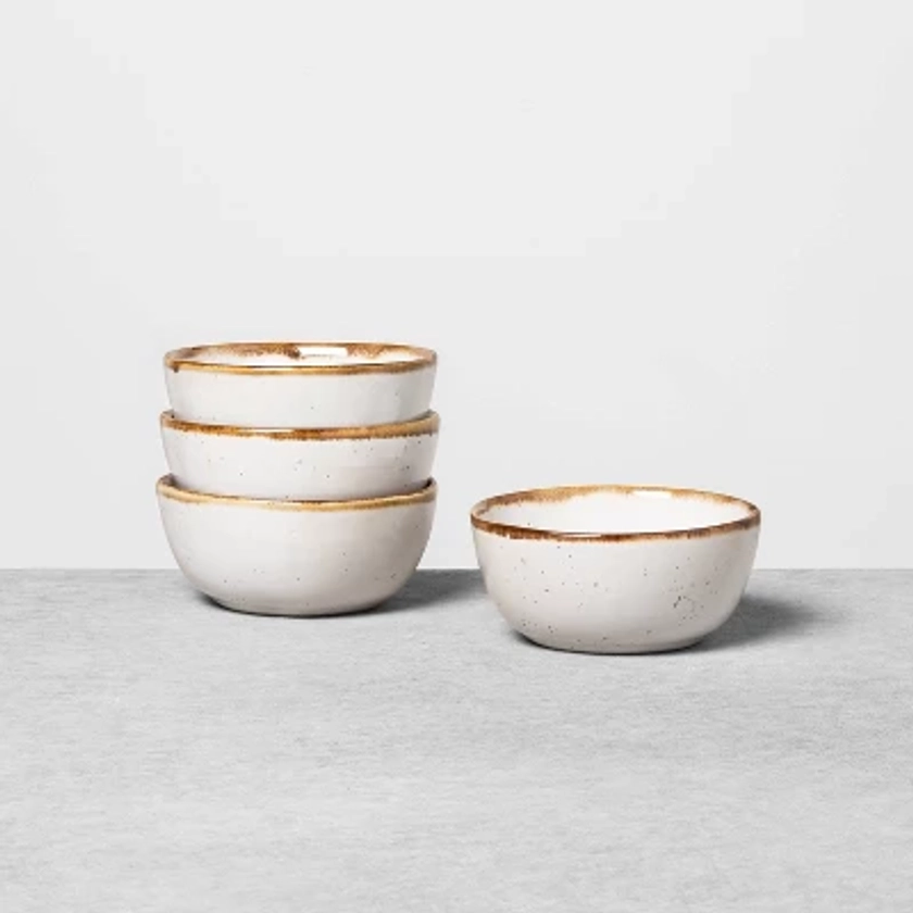 4pk 10oz Stoneware Reactive Glaze Mini Bowl Set Cream - Hearth & Hand™ with Magnolia: Farmhouse Style, Microwave & Dishwasher Safe