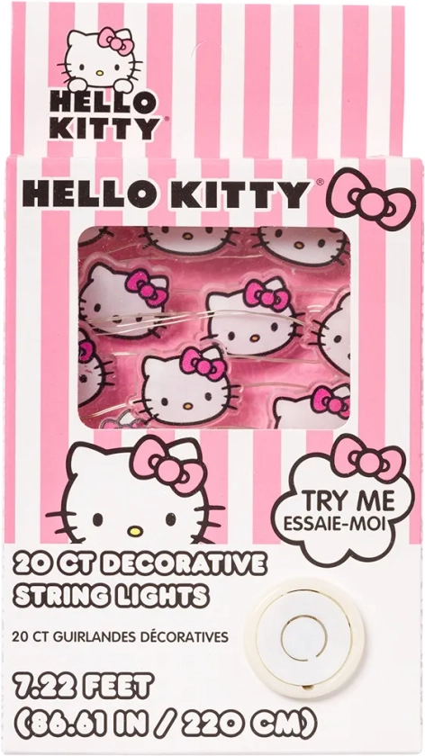 Silver Buffalo Hello Kitty Face Logo Pink Bow Copper String Lights 20 Count