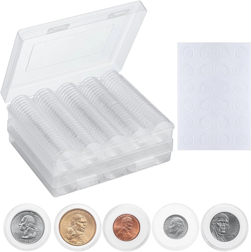 Amazon.com : MUQING 240 PCS 30mm Plastic Coin Capsule Holder, 5 Sizes Protect Gasket Coin Case for Collectors, Round Coin Collecting Supplies with Storage Box : Office Products