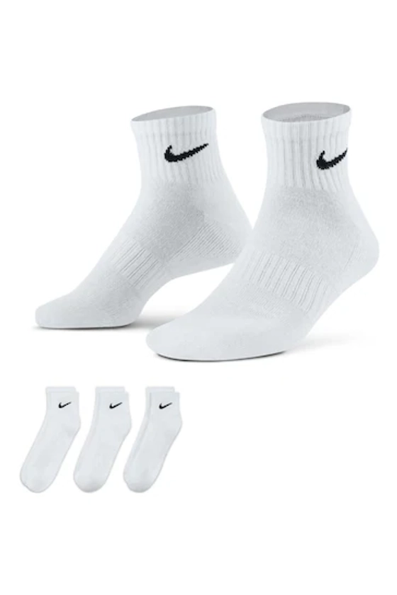 Nike White Everyday Cushioned Ankle Socks 3 Pack