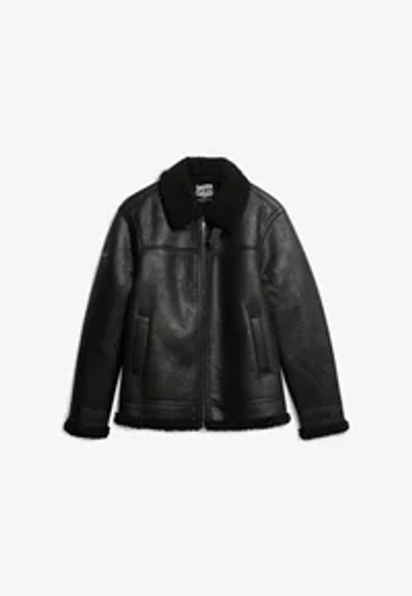 Superdry AVIATOR - Faux leather jacket - black - Zalando