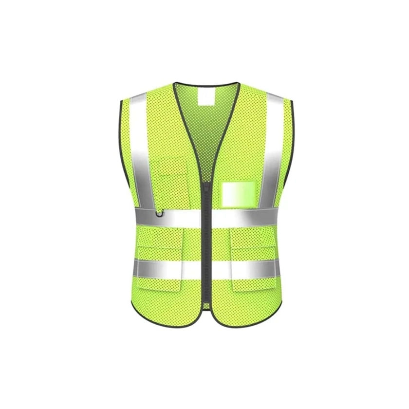 Green Multi-pocket Mesh Reflective Jacket, Unisex Breathable Reflective Vest, Suitable For Outdoor Running, Sports, Driving, Cycling