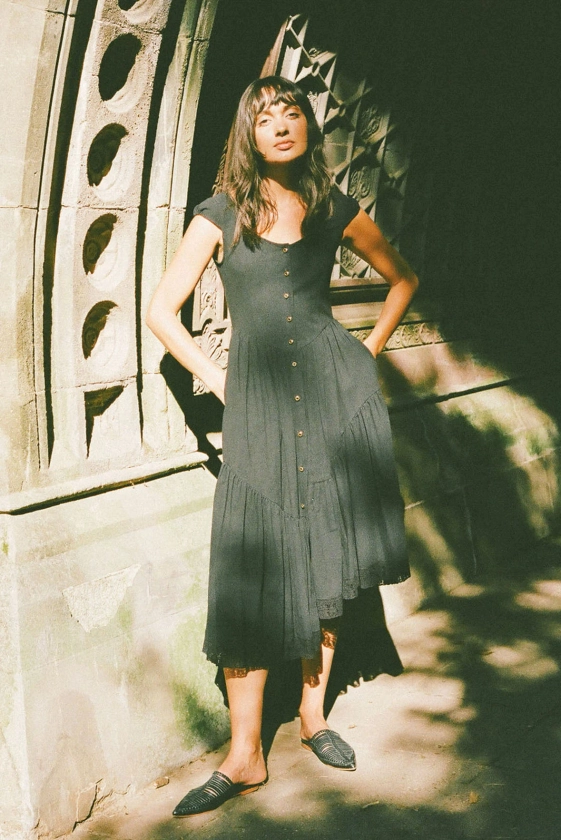 Claudette Dress in Black Organic Cotton