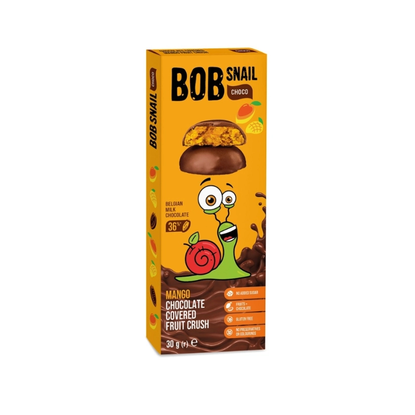 Mangų užkandis belgiškame šokolade, be glitimo | Bob Snail (30 g)