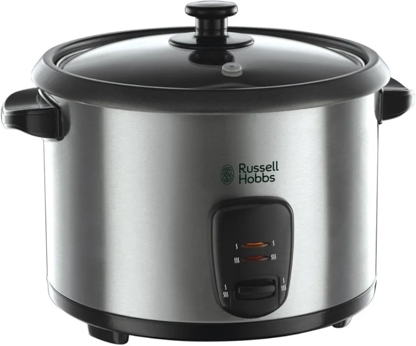 Russell Hobbs Cuiseur de Riz [Grande Capacité] Inox (1,8L, 10 portions, cuillère & Dosette incl., Arrêt & Maintien au Chaud Auto,Idéal aussi pour légumes/ poisson etc.,Bol antiadhésif) 19750-56