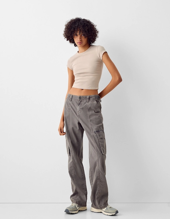 Pantalon straight cargo réglable coton - Pantalons et cargo - BSK Teen