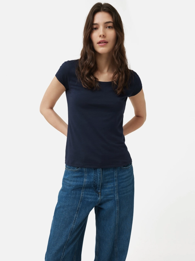 Supima Cotton Scoop Neck Tee | Navy