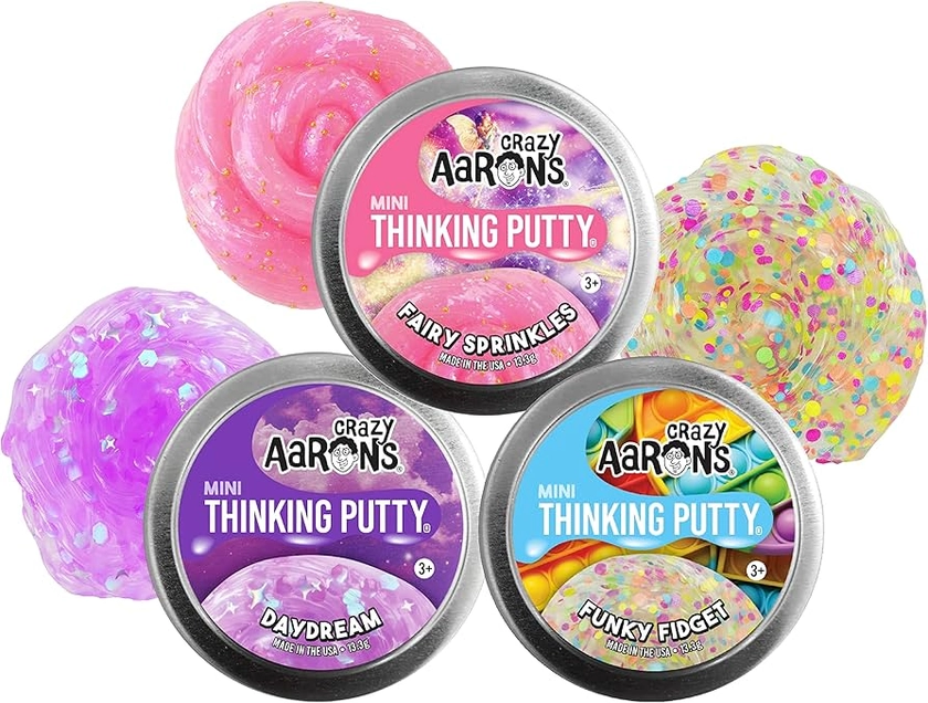 Amazon.com: Crazy Aaron's Putty Mini Tins Funky Fidget, Daydream & Fairy Sprinkles Gift Set Bundle - 3 Pack (13.3g Each) : Toys & Games