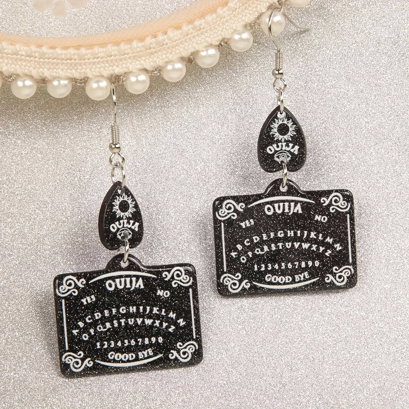 Halloween Tomb Ghost Design Dangle Earrings Retro Goth Style Acrylic Jewelry Ghost Festival Ear Ornaments