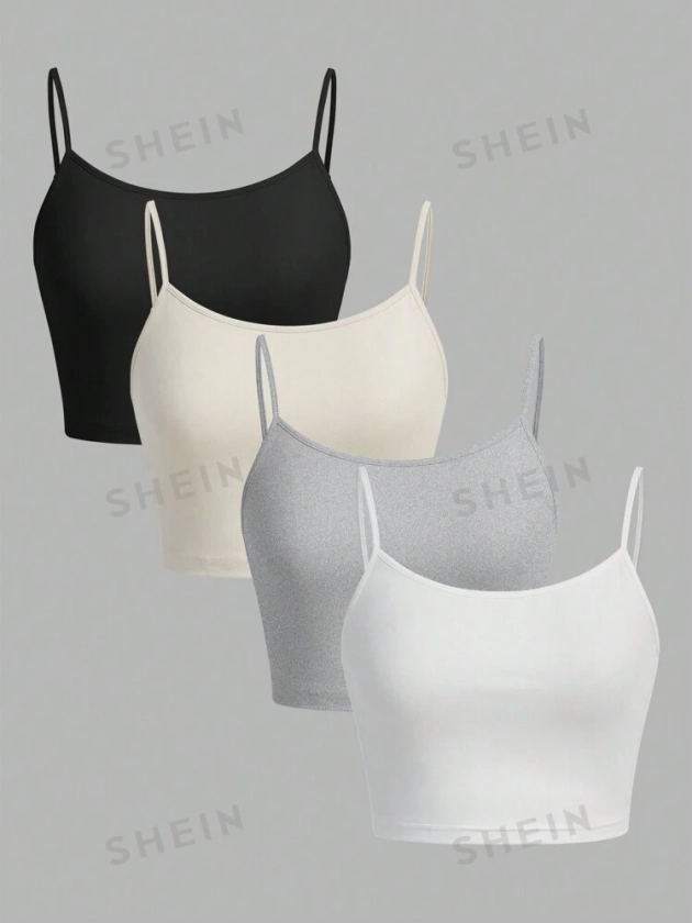 SHEIN EZwear 4pcs/Set Casual Sexy Slim-Fit Women's Tank Tops, Suitable For Summer | SHEIN UK