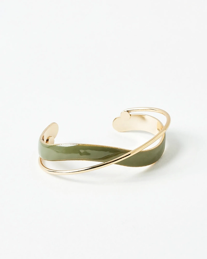 Christie Green Twist Bangle | Oliver Bonas