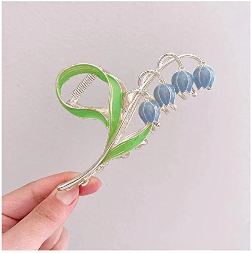 GRACIOUS MART Big Fancy Metal Non-Slip Hair Clip, Large Jaw Clips, for Women Thin Thick Curly Hair Clips Sparkly Hold Hair Jaw Clips Cute (lotus blue) : Amazon.in: Beauty