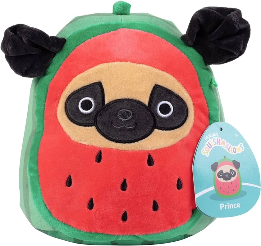 Squishmallows 8" Prince The Watermelon Pug - Officially Licensed Kellytoy Plush - Collectible Soft & Squishy Puppy Stuffed Animal Toy - Add to Your Squad - Gift for Kids, Girls & Boys - 8 Inch